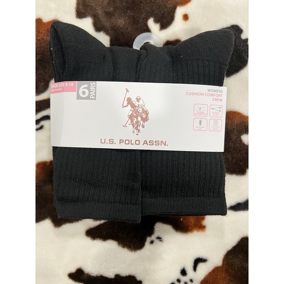 US Polo Assn. Accessories - US Polo Assn. Women's Cushion Comfort Crew Socks 6 Pairs Size 4-10